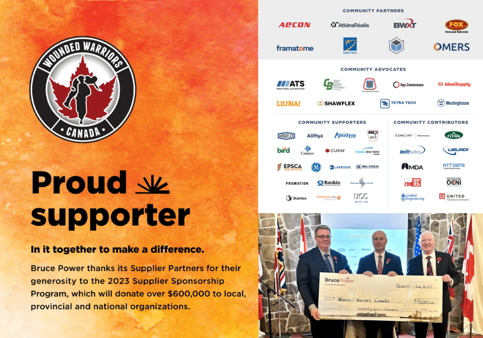 BRUCE POWER DONATES 85,000 TO WWC Wounded Warriors Canada